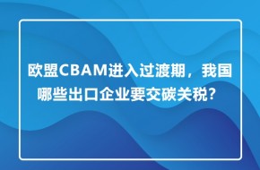 欧盟CBAM进入过渡期 我国哪些出口企业要交碳关税？